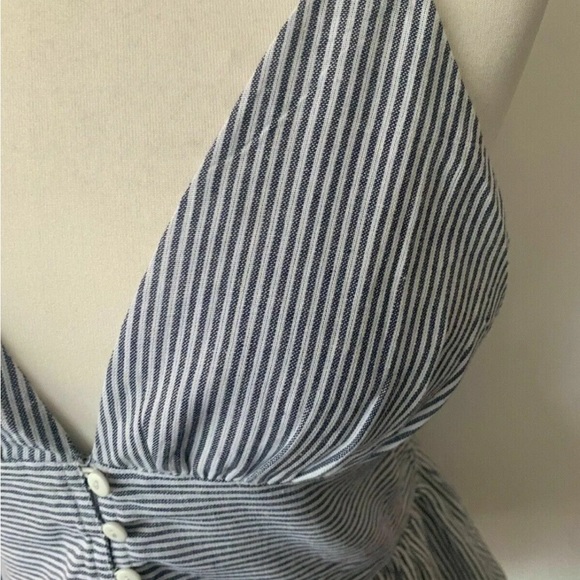 Brave Soul Sleeveless Peplum Blue Striped Vest Top Size S - Picture 4 of 7